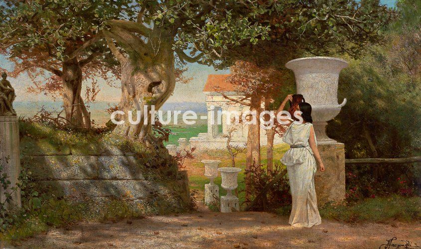 Henryk Siemiradzki, Water Carrier in an Antique Landscape with Olive Trees