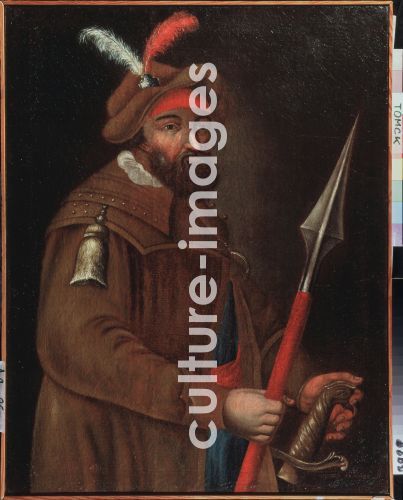Russischer Meister, Porträt des Kosakenführers, Eroberer von Sibirien Jermak Timofejewitsch (?-1585)