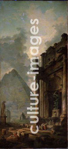 Hubert Robert, Ruine mit Pyramide