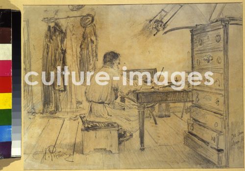 Ilja Jefimowitsch Repin, Der Schriftsteller Lew Tolstoi in seinem Arbeitszimmer