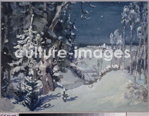 Viktor Michailowitsch Wasnezow, Bühnenbildentwurf zur Oper Schneeflöckchen von N. Rimski-Korsakow Viktor Michailowitsch Wasnezow, Bühnenbildentwurf zur Oper Schneeflöckchen von N. Rimski-Korsakow