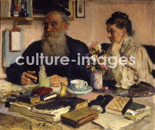 Ilja Jefimowitsch Repin, Der Schriftsteller Leo Tolstoi mit seiner Frau in Jasnaja Poljana