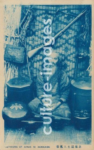 Man with Ainu Daily Furnishings from the series Fashions of Ainu in Hokkaido (Hokkaido dojin fuzoku)