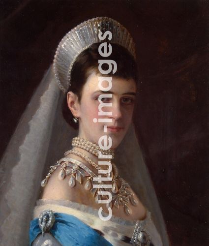 Iwan Nikolajewitsch Kramskoi, Kramskoi, Iwan Nikolajewitsch (1837-1887)Porträt der Kaiserin Maria Fjodorowna, Prinzessin Dagmar von Dänemark (1847-1928) mit Perlenschmuck