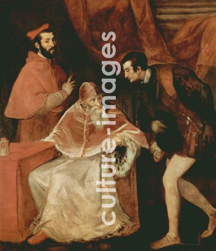 Tizian, Papst Paul III. und seine Nepoten Alessandro und Ottavio Farnese