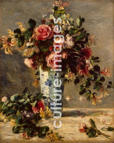 Pierre Auguste Renoir, Rosen und Jasmin in einer Delfter Vase