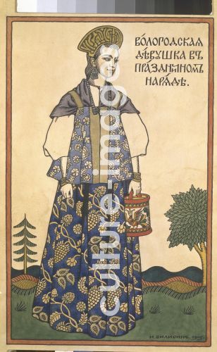 Iwan Jakowlewitsch Bilibin, Mädchen von Wologda in festlicher Kleidung