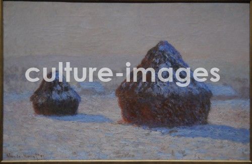 Claude Monet, Die Getreideschober, Schneeeffekt, Morgen Claude Monet, Die Getreideschober, Schneeeffekt, Morgen