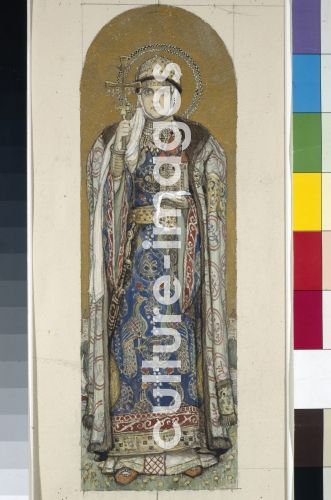 Viktor Michailowitsch Wasnezow, Heilige Olga, Großfürstin von Kiev (Entwurf für die Fresken in der Wladimirkathedrale in Kiew) Viktor Michailowitsch Wasnezow, Heilige Olga, Großfürstin von Kiev (Entwurf für die Fresken in der Wladimirkathedrale in Kiew)