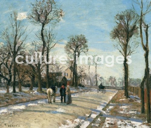 Camille Pissarro, Route de Versailles, Louveciennes, Wintersonne und Schnee