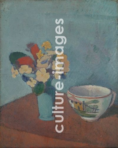 Émile Bernard, Vase mit Blumen und Tasse. Émile Bernard, Vase mit Blumen und Tasse.