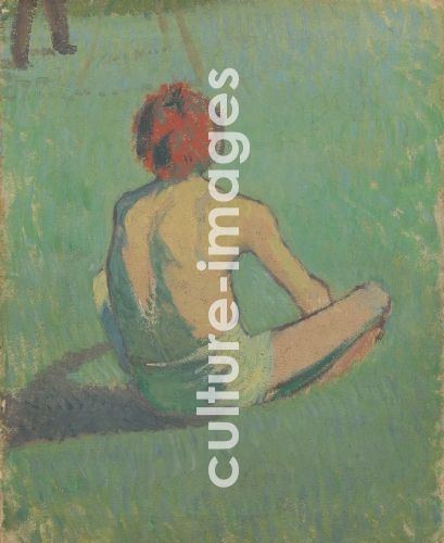 Émile Bernard, Ein Knabe auf dem Rasen sitzend. Émile Bernard, Ein Knabe auf dem Rasen sitzend.