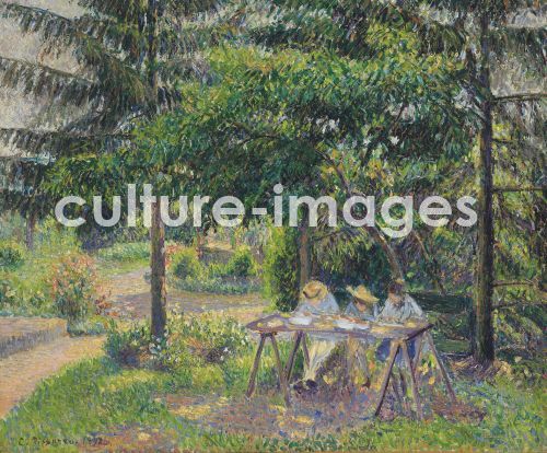 Camille Pissarro, Kinder im Garten in Eragny (Enfants attablés dans le jardin à Eragny)