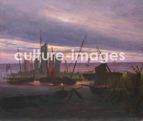 Caspar David Friedrich, Schiffe im Hafen am Abend (Nach Sonnenuntergang)