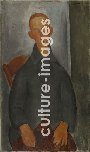 Amedeo Modigliani, Sitzender rothaariger Junge in grauer Jacke Amedeo Modigliani, Sitzender rothaariger Junge in grauer Jacke