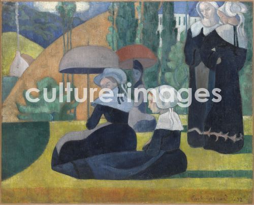 Émile Bernard, Bretoninnen mit Sonnenschirme Émile Bernard, Bretoninnen mit Sonnenschirme