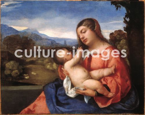 Tizian, Madonna und Kind in einer Landschaft