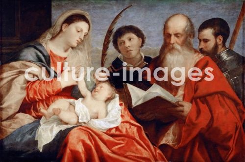 Tizian, Madonna mit dem Kinde und den Heiligen Stephanus, Hieronymus und Mauritius