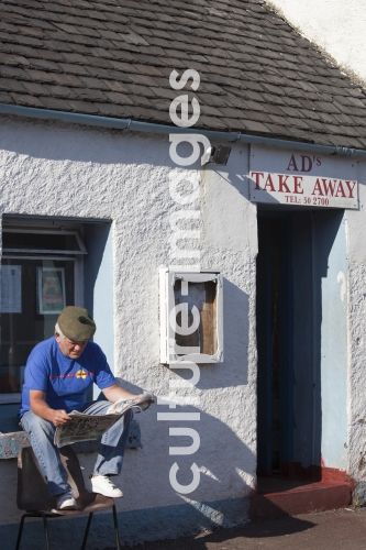 Fish and Chips Bude, Äussere Hebriden, Schottland Fish and Chips Bude, Äussere Hebriden, Schottland