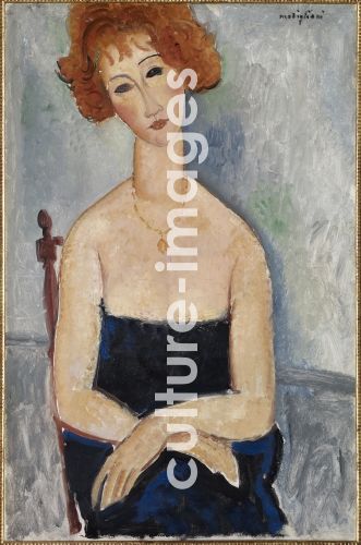 Amedeo Modigliani, Rothaarige Frau mit einem Halsanhänger