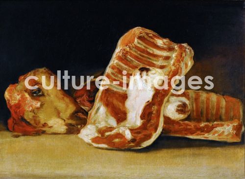Francisco Goya, Stillleben mit Schafskopf und Rippenstücken