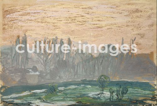 Claude Monet, Winterliche Landschaft mit Abendhimmel Claude Monet, Winterliche Landschaft mit Abendhimmel