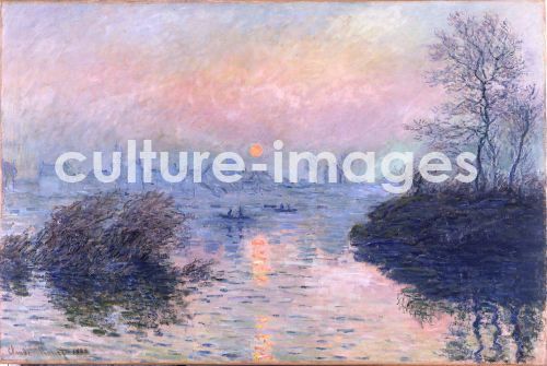 Claude Monet, Sonnenuntergang über der Seine bei Lavacourt, Winterstimmung Claude Monet, Sonnenuntergang über der Seine bei Lavacourt, Winterstimmung