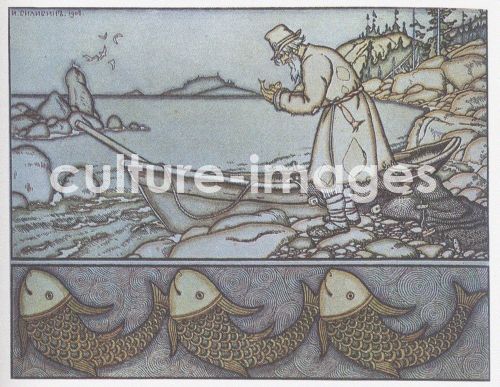 Iwan Jakowlewitsch Bilibin, Illustration zum Märchen Der Goldfisch.