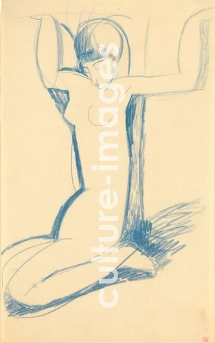 Amedeo Modigliani, Kniende blaue Karyatide Amedeo Modigliani, Kniende blaue Karyatide