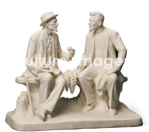 Meister der Leningrader Lomonossow Porzellanmanufaktur, Iwan Mitschurin im Gespräch mit Michail Kalinin Meister der Leningrader Lomonossow Porzellanmanufaktur, Iwan Mitschurin im Gespräch mit Michail Kalinin