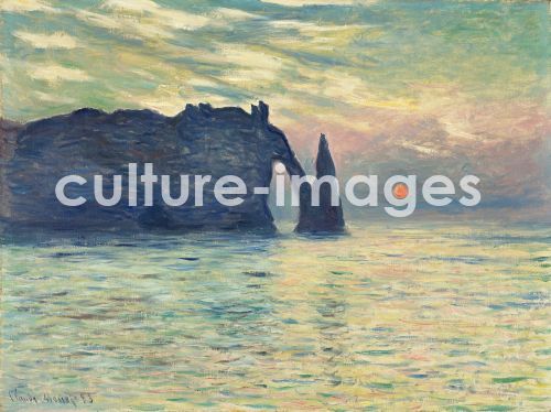 Claude Monet, Felsen, Étretat, Sonnenuntergang Claude Monet, Felsen, Étretat, Sonnenuntergang