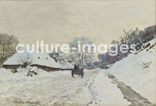 Claude Monet, Der Karren. Schneebedeckte Straße in Honfleur Claude Monet, Der Karren. Schneebedeckte Straße in Honfleur