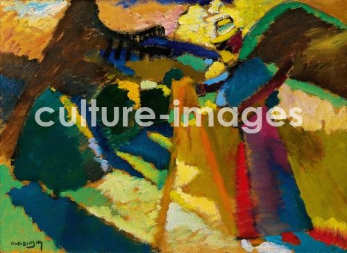 Wassily Wassiljewitsch  Kandinsky, Kandinsky, Wassily Wassiljewitsch (1866-1944), Gabriele Münter im Freien vor der Staffelei, Öl auf Karton, Abstrakter Expressionismus, 1910, Russland, Privatsammlung.