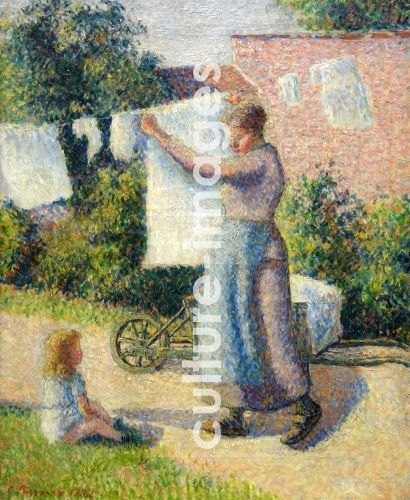 Camille Pissarro, Femme étendant du linge Camille Pissarro, Femme étendant du linge