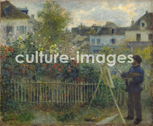 Pierre Auguste Renoir, Renoir, Pierre Auguste (1841-1919), Claude Monet beim Malen in seinem Garten in Argenteuil, Öl auf Leinwand, Impressionismus, 1873, Frankreich, Wadsworth Athenaeum, Hartford, .