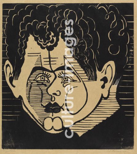 Ernst Ludwig Kirchner, Kirchner, Ernst Ludwig (1880-1938), Porträt von René Crevel (1900-1935), Holzschnitt, Expressionismus, 1933, Deutschland, Privatsammlung, .