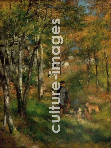 Pierre Auguste Renoir, Der Maler Jules Le Coeur und seine Hunde im Wald von Fontainebleau