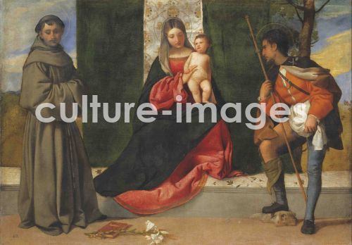 Tizian, Madonna mit dem Kind zwischen Heiligen Antonius von Padua und Rochus