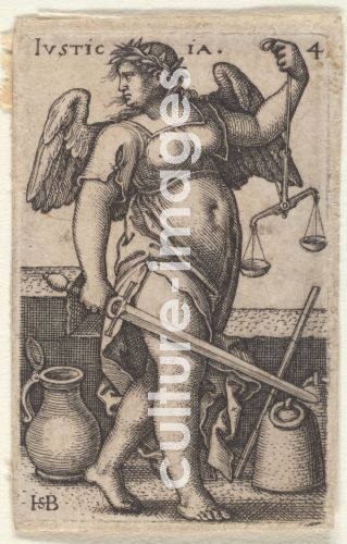 Hans Sebald Beham, "Die Gerechtigkeit. Aus der Folge ""Die Erkenntnis Gottes und die sieben Kardinaltugenden"""