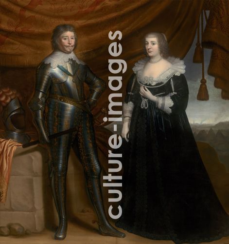Gerrit van Honthorst, Honthorst, Gerrit, van (1592-1656), Doppelporträt von Friedrich Heinrich (1584-1647) und Amalie zu Solms-Braunfels (1602-1675), Öl auf Leinwand, Barock, um 1638, Holland, Das Mauritshuis, Den Haag.