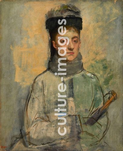 Edgar Degas, Degas, Edgar (1834-1917), Frau mit Regenschirm (Berthe Jeantaud), Öl auf Leinwand, Impressionismus, um 1876, Frankreich, National Gallery of Canada.