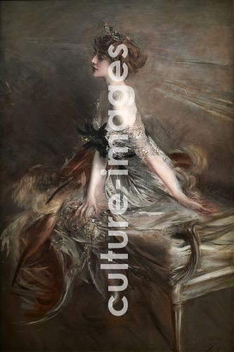 Giovanni Boldini, Boldini, Giovanni (1842-1931), Porträt von Prinzessin Marthe-Lucile Bibesco de Brancovan (1886-1973), Öl auf Leinwand, Jugendstil, 1911, Italien, Privatsammlung.