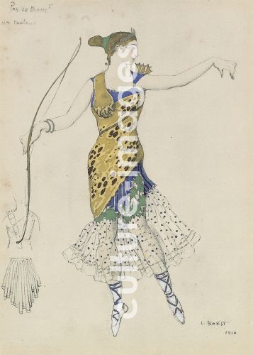 Léon Bakst, Kostümentwurf zum Ballett Diane et Actéon Pas de deux (Pas de Diane)
