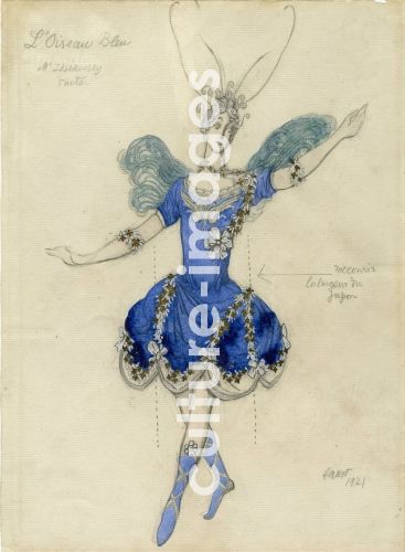 Léon Bakst, Blauer Vogel. Kostümentwurf zum Ballett Dornröschen von P. Tschaikowski
