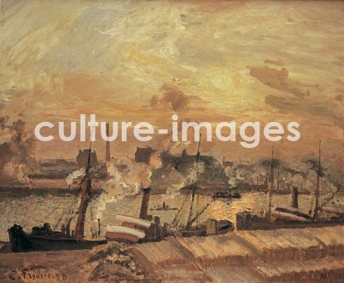 Camille Pissarro, Déchargement de bois, quai de la Bourse, coucher de soleil Camille Pissarro, Déchargement de bois, quai de la Bourse, coucher de soleil