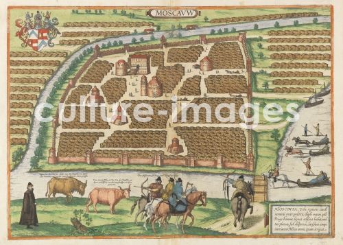 Georg Braun, Plan von Moskau des 16. Jahrhunderts (Aus: Civitates orbis terrarium)