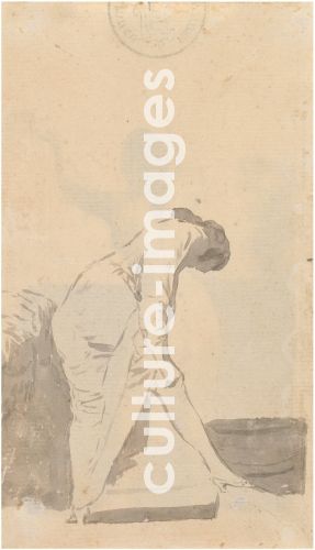 Franciscode Goya, Junger Mann, seinen Strumpf ausdehnend (Aus dem Madrid-Album)