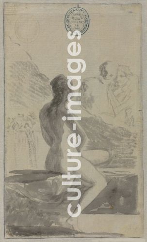 Franciscode Goya, Junge Frau am Brunnen (Susanna und die beiden Alten?) Aus dem Madrid-Album