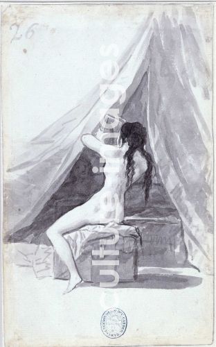 Franciscode Goya, Weiblicher Rückenakt mit Spiegel (Aus dem Madrid-Album)