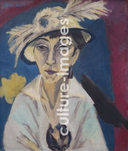 Ernst Ludwig Kirchner, Porträt von Erna Schilling (Dame mit Hut)